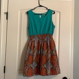 Teal and patterned dress